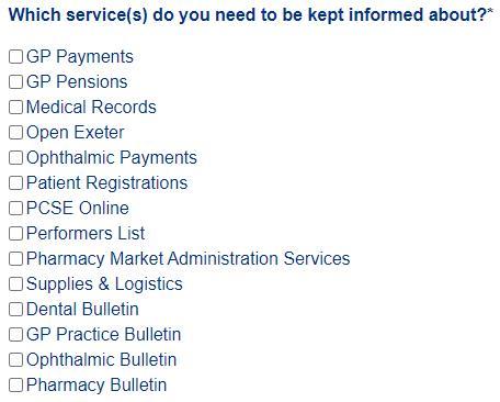 Which service do you need to be kept informed about list of options