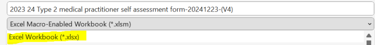 How to change file type when saving downloaded Type 2 form